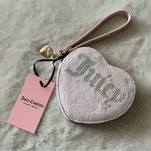 Juicy Couture Pink Clay Velour - Be Classic Heart Zip Around